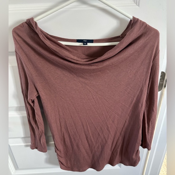 Dusty Rose Cowl Neck Gap 3/4 Length Long Sleeve Shirt - Picture 3 of 8